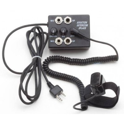 AVIATION INTERCOM 2 pax ICOM double jacks IC A6 A24 PTT Wire (N)