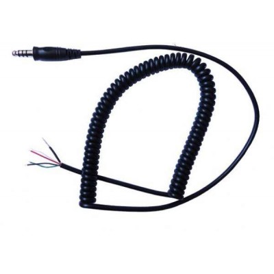 Replacement extensible spiral cable for helicopter headset with NATO US U-174/U plug