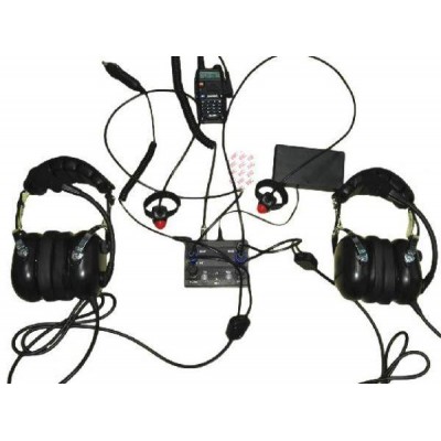 AVIATION INTERCOM 2 pax KENWOOD molded double jacks - Wire PTT