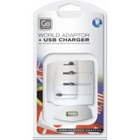 "Worldwide  + USB Adapter"  Adaptateur Universelle de Prises + USB