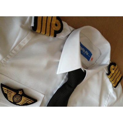 Chemise Pilote Femme « White Collar»  Manches Longues ou Courtes