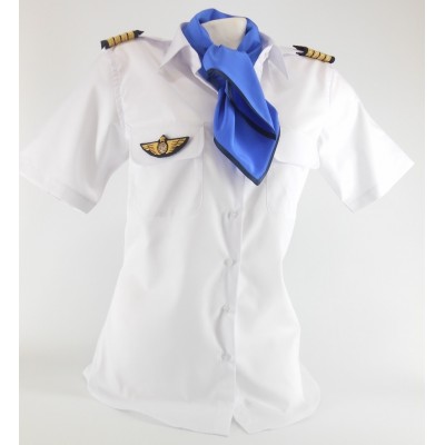 Chemise Pilote Femme « White Collar»  Manches Longues ou Courtes
