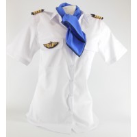 Woman Pilot Shirt « White Collar »  Long or Short Sleeves