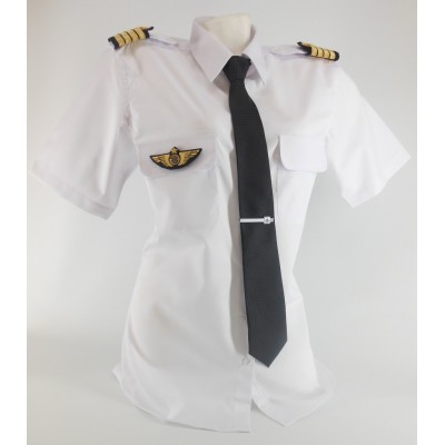 Woman Pilot Shirt « White Collar »  Long or Short Sleeves