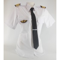 Woman Pilot Shirt « White Collar »  Long or Short Sleeves