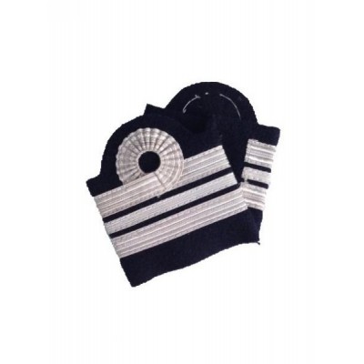 Galons d'épaules PNC Chef Argent 3 Barrettes 10- 5-10 mm Boucle Nelson