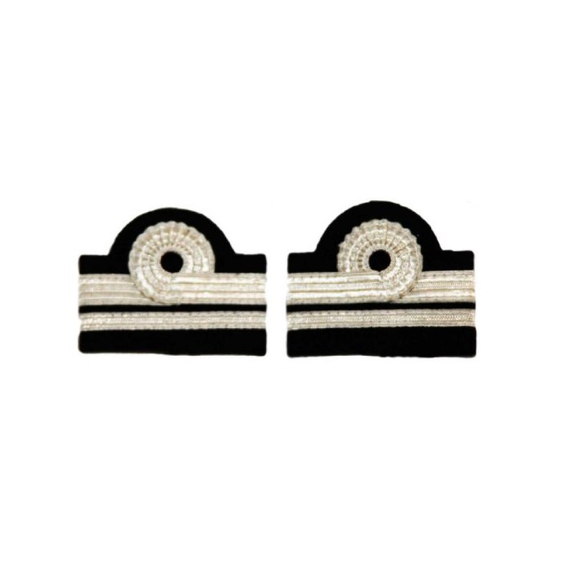 Epaulets CC - Cabin Crew Instructor Purser - 2 Silver Stripes - 10mm - 6mn Nelson design