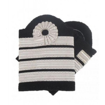 Epaulets CC - Cabin Crew - 4 Silver Stripes - 10 mm - Nelson design