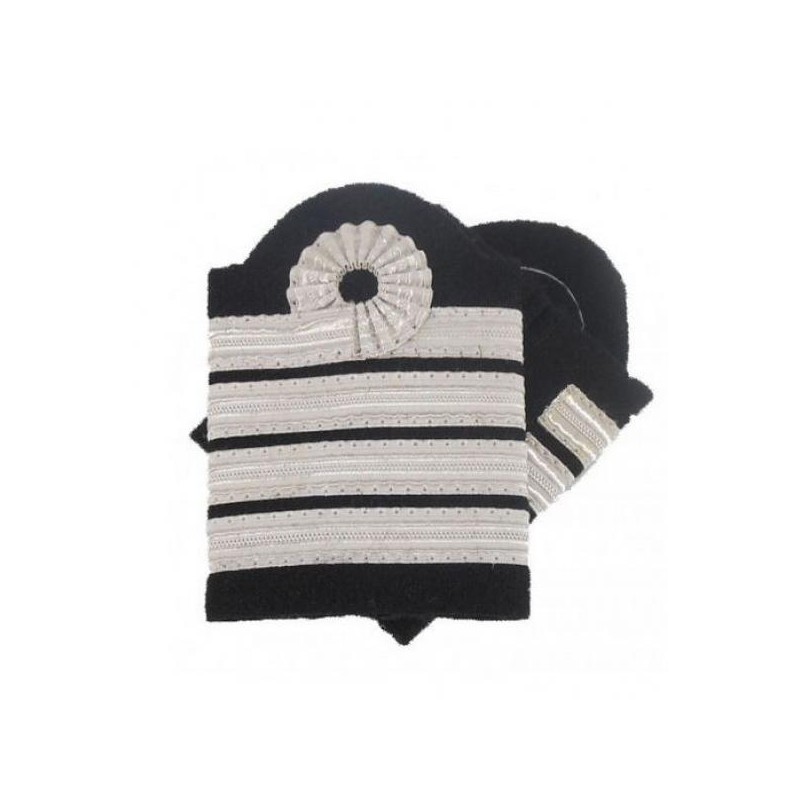 Epaulets CC - Cabin Crew - 4 Silver Stripes - 10 mm - Nelson design