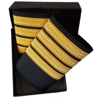 Luxury Epaulets 4 simple stripes - Gold - Classic with velcro fastener