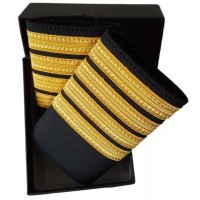 Luxury Epaulets 4 simple stripes - Gold - Classic with velcro fastener