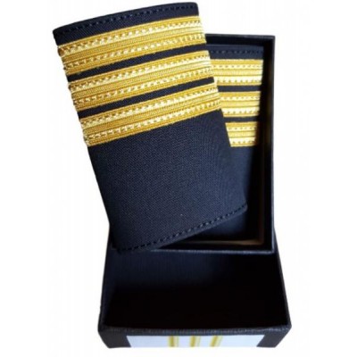 Luxury Epaulets 4 simple stripes - Gold - Classic with velcro fastener