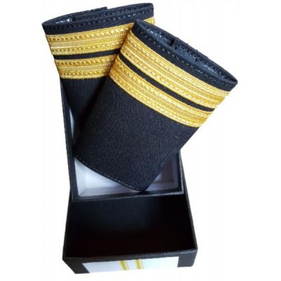 Luxury Epaulets 4 simple stripes - Gold - Classic with velcro fastener