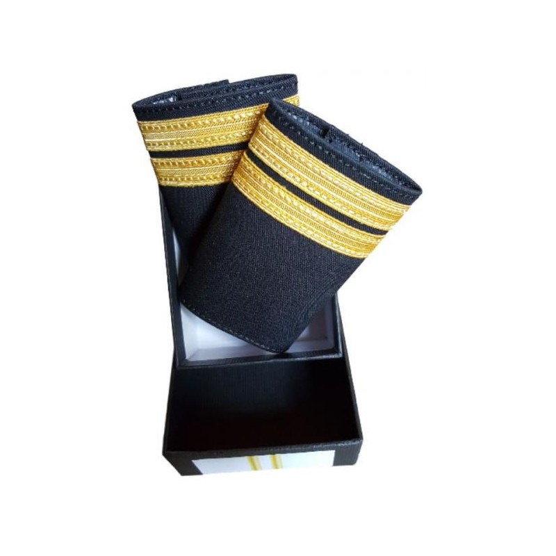 Galons LUXE d'épaules Or 2 Barrettes Simples O.P.L. Velcro