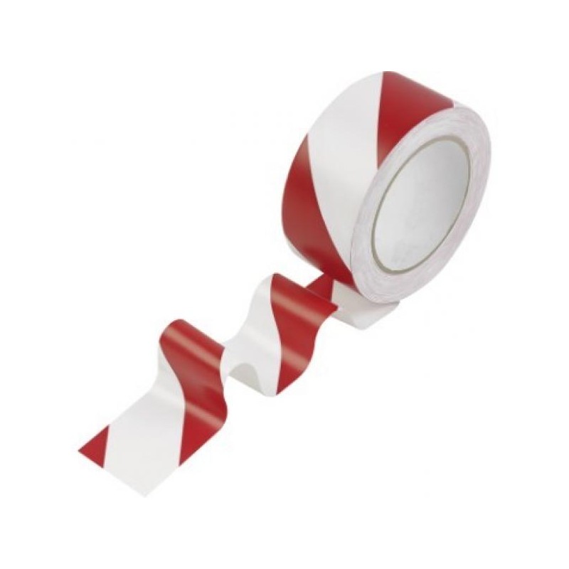 Rouleau de Rubalise Rouge Blanc. 100 m par 50 mm