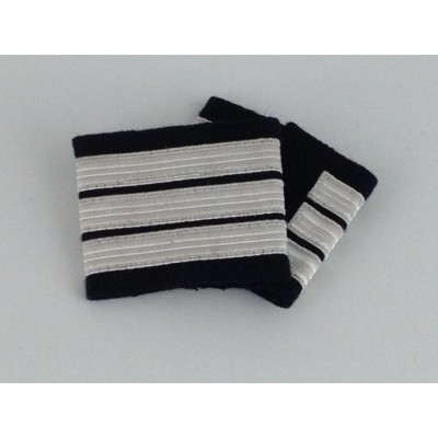 Galons d'Epaules PNC Officier Argent 3 barrettes droites