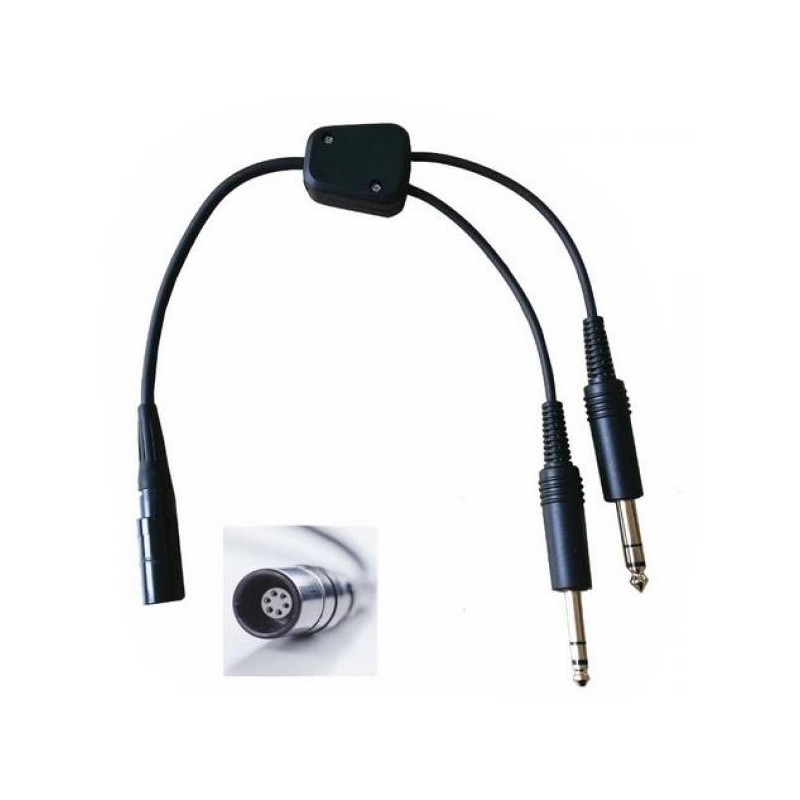 Adapter GA General Aviation 2 Male Jacks to Bose® A20 Lemo® Female plug 