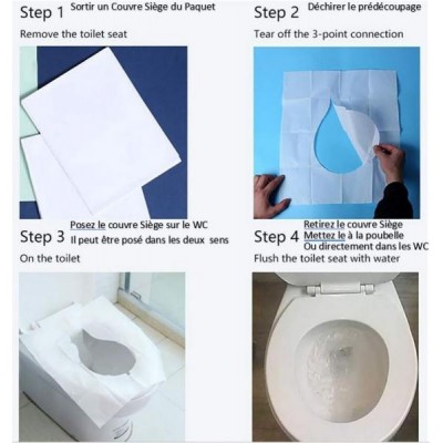 Couvre Siège Protection de Toilette WC Jetable Biodégradable