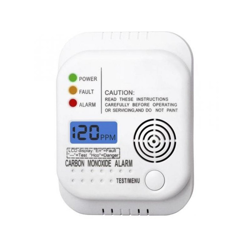 CO Detector with Visual and SOUND Alarm Direct reading of mesure on LCD Screen