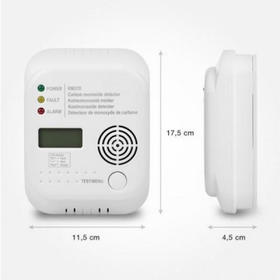 CO Detector with Visual and SOUND Alarm Direct reading of mesure on LCD Screen