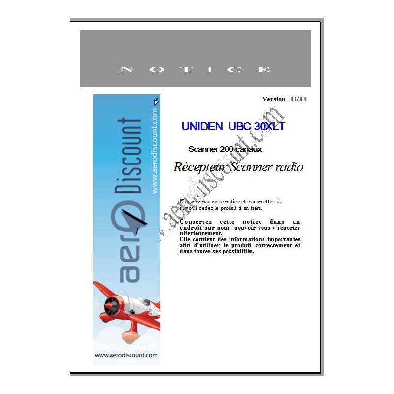Manuel en Français UNIDEN 30XLT Scanner 200 channels