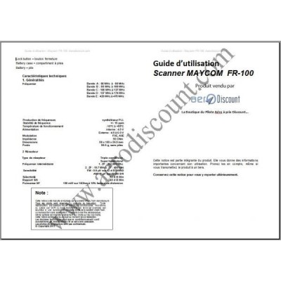 Notice en Français du MAYCOM Récepteur FR100