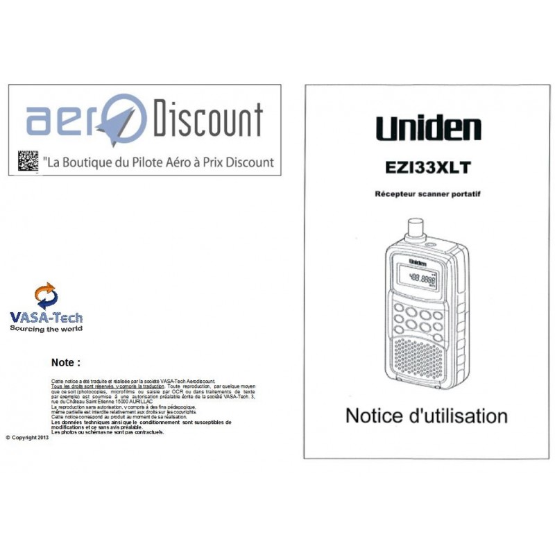 User Manual in French for UNIDEN Bearcat EZI 33XLT Scanner 183 channels