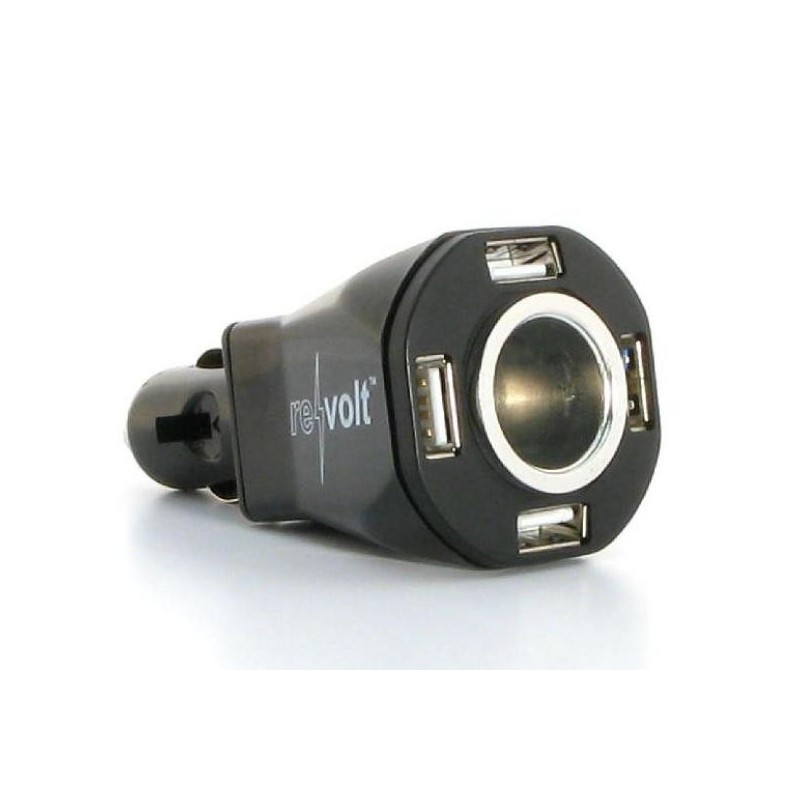 Cigarette Lighter Car Adapter Charger 4 USB ports and cigarette lighter 12/24 V - 1 A with LED