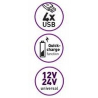 Chargeur 4 ports USB allume-cigare 12V - 2 A